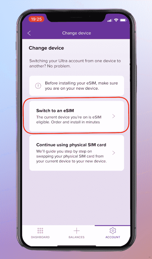 选择转移到 eSIM
