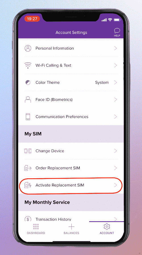 激活替换的实体 SIM 卡