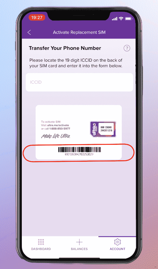输入新实体卡 ICCID
